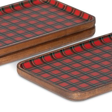 Heritage Holiday Plaid Serving Tray Set 12 Piece Christmas Snack Cookie Beverage Trays