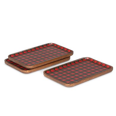 Heritage Holiday Plaid Serving Tray Set 12 Piece Christmas Snack Cookie Beverage Trays