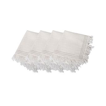 Fringed Linen Cotton Blend Cloth Napkin Set of 4 for Farmhouse Dining Table Decor