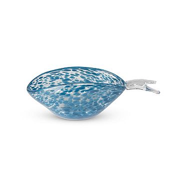 Seaside Glass Fish Bowl Navy Blue Speckled Finish for Tabletop and Decorative Display