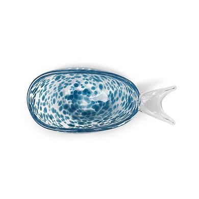 Seaside Glass Fish Bowl Navy Blue Speckled Finish for Tabletop and Decorative Display