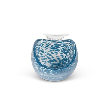 Seaside Glass Fish Bowl Navy Blue Speckled Finish for Tabletop and Decorative Display