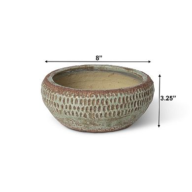 Yuma Pattern Ceramic Low Bowl Kitchen Table Decor Bowl