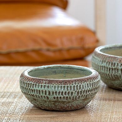Yuma Pattern Ceramic Low Bowl Kitchen Table Decor Bowl