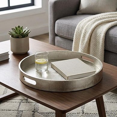 Decorative Round Tray for Ottoman Coffee Table or Dining Table Centerpiece