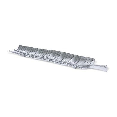 Banana Leaf Shaped Pewter Tray Set 5 Piece Serving Trays for Appetizers Snacks