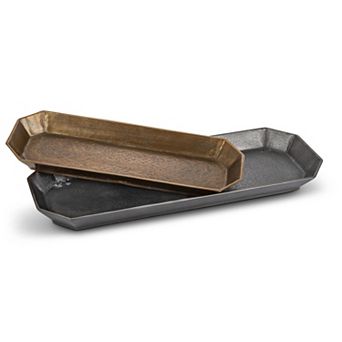 Cast Aluminum Candle Tray Set of 2 Modern Decor Trays for Tabletop Display
