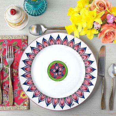 Round Dinner Plate Set of 6 with Colorful Patterns for Kitchen and Dining Room