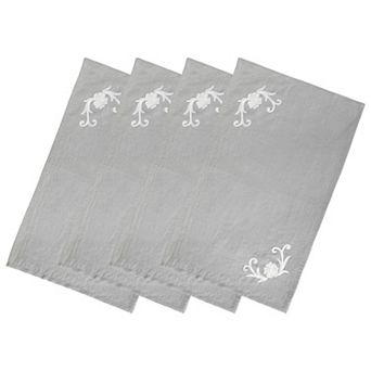 Embroidered Table Placemats Set of 4, Linen Blend for Casual and Formal Meals