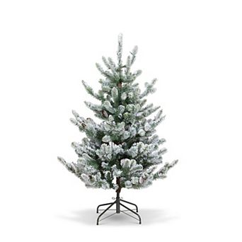 Flocked Spruce Tree 4.5 Ft Artificial Snow Dusted Tree For Indoor Home And Office Decor