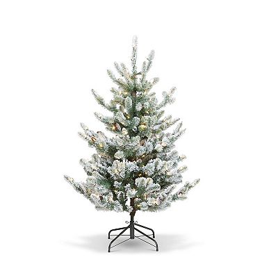 Flocked Spruce Tree 4.5 Ft Artificial Snow Dusted Tree For Indoor Home And Office Decor