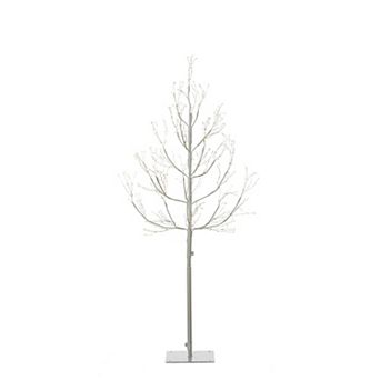 Winter White LED Lighted Decorative Tree for Indoor Floor Display, Living Room and Entryway Decor