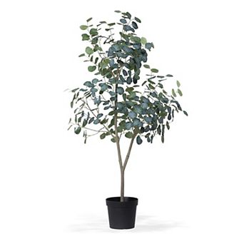 Faux Eucalyptus Floor Plant with Grower Pot for Entryway, Lobby and Indoor Display