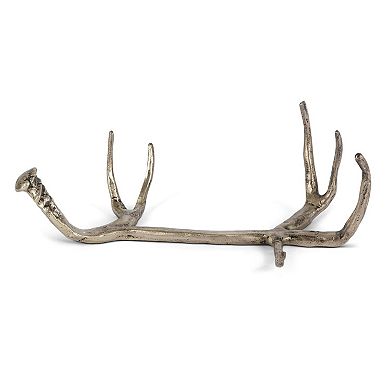 Decorative Mango Wood Serving Platter with Antler Stand for Countertop and Dining Table Use