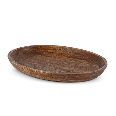 Decorative Mango Wood Serving Platter with Antler Stand for Countertop and Dining Table Use