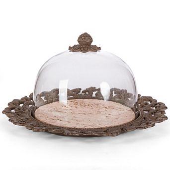 Dessert Cake Stand with Dome Lid Marble Base for Counter Display