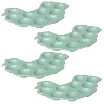 Set of 4 Ceramic Deviled Egg Servers Chicken Shape Appetizer Dishes for Entertaining