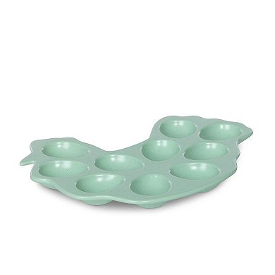 Set of 4 Ceramic Deviled Egg Servers Chicken Shape Appetizer Dishes for Entertaining