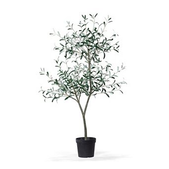 5 Ft Artificial Tuscan Olive Tree in Grower’s Pot for Indoor Living Room and Entryway Decor