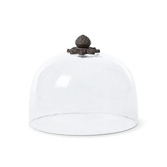 Glass Cake Dome and Aluminum Base Cake Stand Dessert Display Cover Set