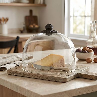 Glass Cake Dome and Aluminum Base Cake Stand Dessert Display Cover Set