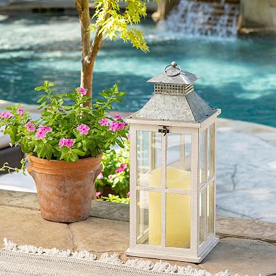 Lantern Pendant Light, Coastal Wood Glass Entryway Ceiling Fixture
