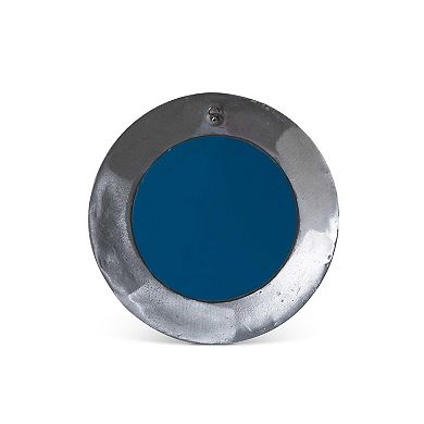 Round Wall Mirror Pewter Finish Hammered Frame Wall Accent Mirror