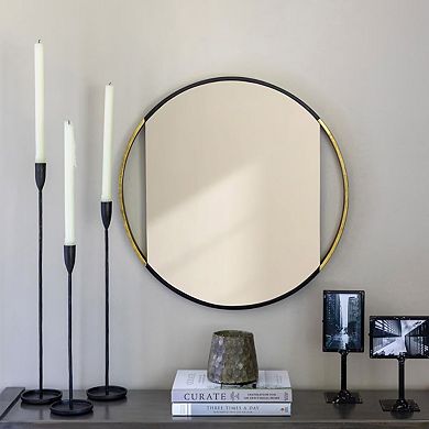 Modern Round Wall Mirror Iron Rim Entryway Foyer Bedroom Wall Accent Decor