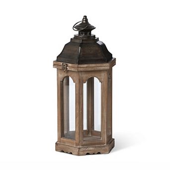 Decorative Tudor Lantern Wood Frame Iron Glass Panels for Home Decor