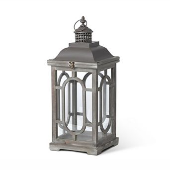 Tavern Style Lantern Pendant Light, Wood Iron Glass Ceiling Fixture for Entryway