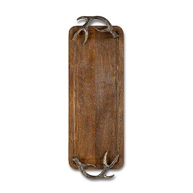 Rectangular Serving Tray with Antler Handles for Charcuterie Appetizers Desserts & Buffet