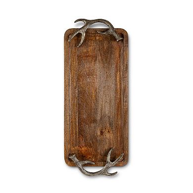 Rectangular Serving Tray with Antler Handles for Charcuterie Appetizers Desserts & Buffet