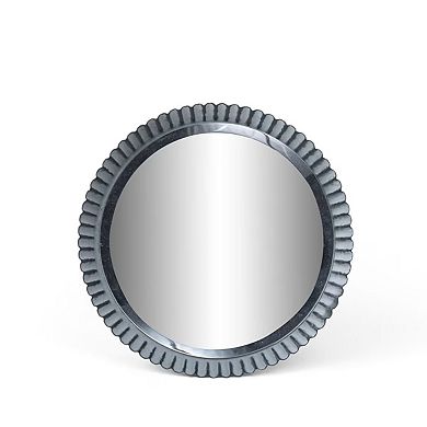 Round Metal Framed Mirror Set 3 Piece Fluted Design Wall Decor Living Room Entryway