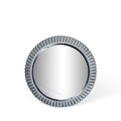 Round Metal Framed Mirror Set 3 Piece Fluted Design Wall Decor Living Room Entryway