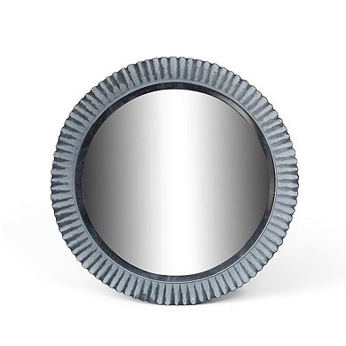 Round Metal Framed Mirror Set 3 Piece Fluted Design Wall Decor Living Room Entryway