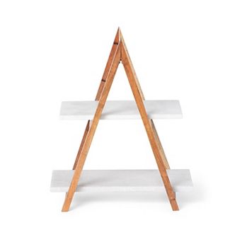 A Frame Marble Cheese Server Tiered Display Stand for Charcuterie Desserts Appetizers & Entertaining