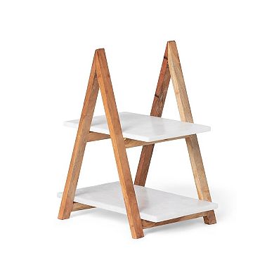 A Frame Marble Cheese Server Tiered Display Stand for Charcuterie Desserts Appetizers & Entertaining