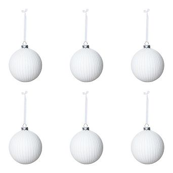 Set of 6 Holiday Glass Ball Ornaments Snowdrift Finish Christmas Tree Garland Decor