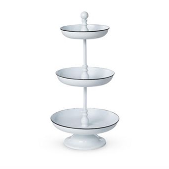 3 tier Enamelware Serving Stand for Snacks Desserts Condiments and Buffet Table Display