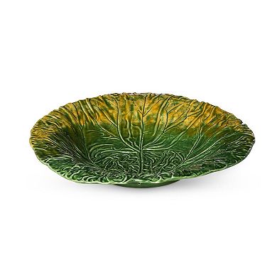 Cabbage Leaf Ceramic Serving Platter Large Size for Appetizers Salads Fruits Desserts Party