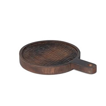 Carved Wood Serving Tray with Handle for Appetizers Desserts Drinks and Tabletop Food Presentation