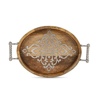 Farmhouse Wooden Serving Tray for Coffee Table Ottoman or Kitchen Counter