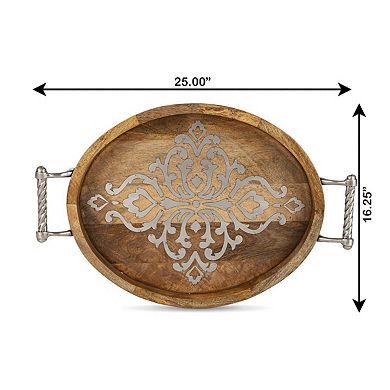Farmhouse Wooden Serving Tray for Coffee Table Ottoman or Kitchen Counter