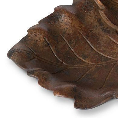 Vintage Inspired Aluminum Serving Basket with Grape Leaf Design for Tabletop Use