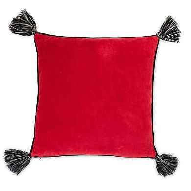Holiday Square Pillow with Holly Accent for Living Room and Entry Seating