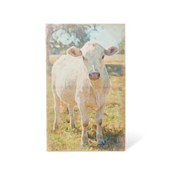 Charolais Cow Framed Canvas Wall Art for Farmhouse Living Room Decor