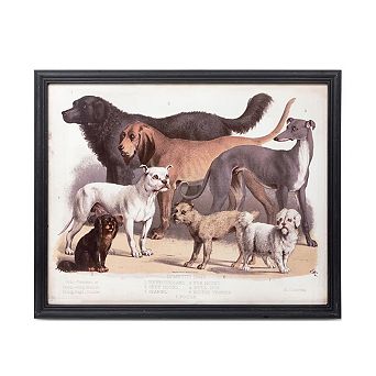 Large Horizontal Dog Breed Framed Wall Decor for Farmhouse and Modern Interiors