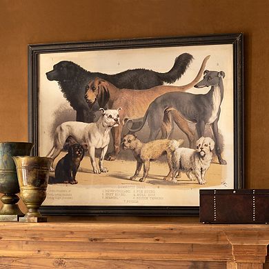 Large Horizontal Dog Breed Framed Wall Decor for Farmhouse and Modern Interiors