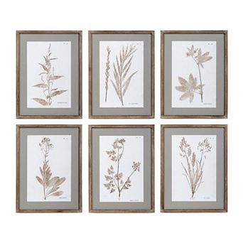 Set of 6 Assorted Vintage Botanical Framed Wall Art Prints for Living Room and Bedroom Decor