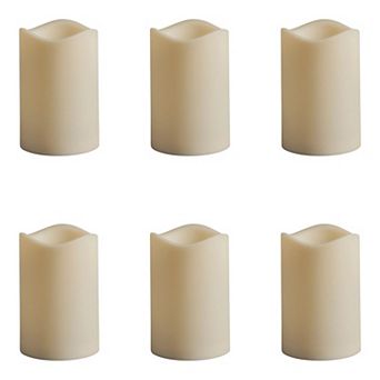 Flickering LED Flameless Pillar Candles Set of 6 for Patio Table and Mantel